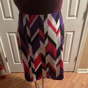 Ashley Stewart Multicolor Geometric Pencil Skirt